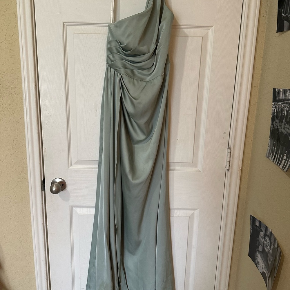 Azazie Elegant One-Shoulder Dress in Sage